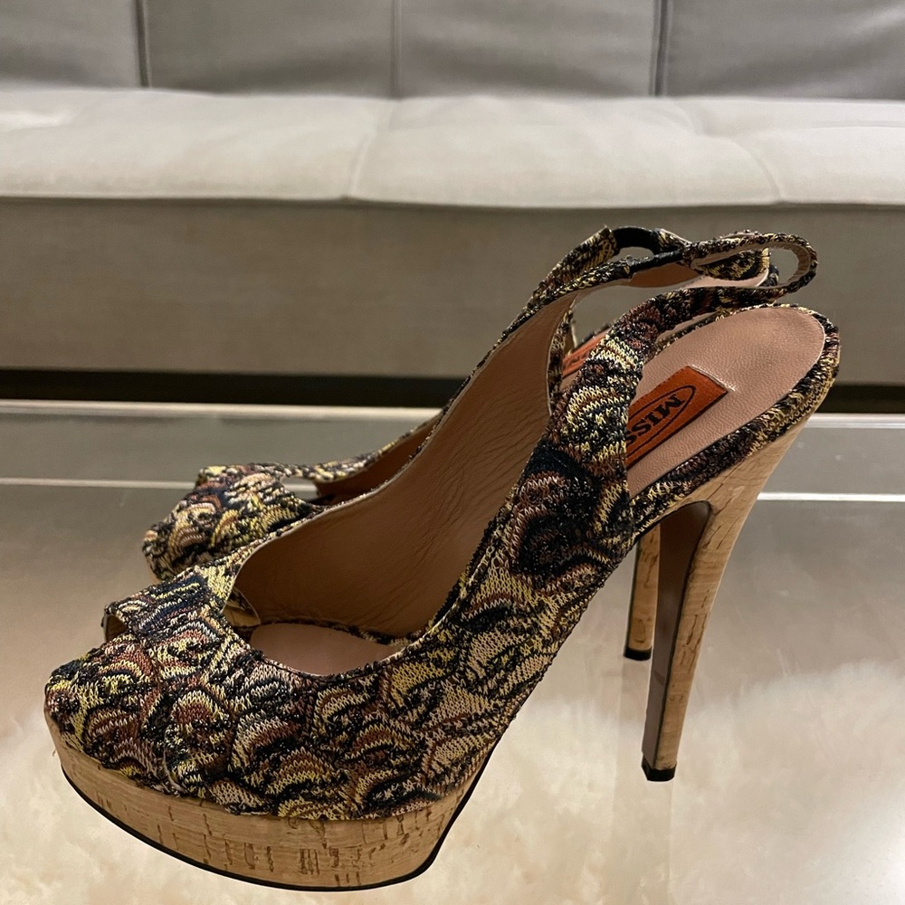 Missoni Multicolored Platform Sling Back Heels - image 3